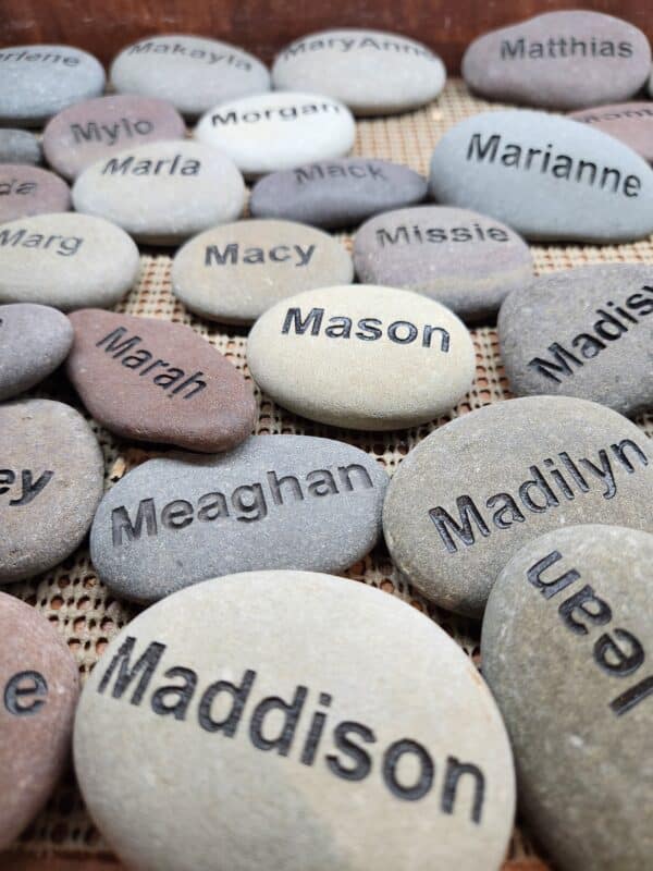 Name Rocks Many small name rocks starting with the letter M