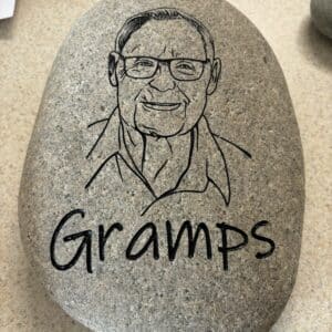 custom engraving with the text gramps and a personal image of grandpa